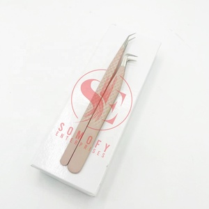 Professional High Quality Somofy Enterprises Stainless Steel Eyelash Extension Tweezers Nude Matt <b>Silver</b> Tips Diamond Grip - Product Image 6
