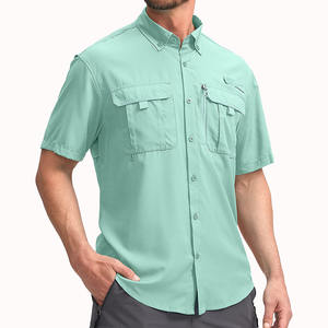 Camisetas de pesca transpirables para hombre, de tela de algodón y spandex, para uso en exteriores, con impresión personalizada. - Product Image 1