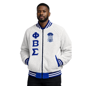 Phi Beta Sigma <b>Sherpa</b> Bomber Jacket Greek Fraternity Apparel with Cozy <b>Sherpa</b> Lining Premium Comfort and Stylish Fit - Product Image 1