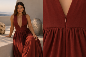 Vestido Maxi Premium de Lino/Algodón Estilo Boho Vintage Hecho a Mano, Largo hasta el Suelo, Cuello en V, Sin Mangas, Tejido Transpirable Ecológico, Corte Acampanado - Product Image 6
