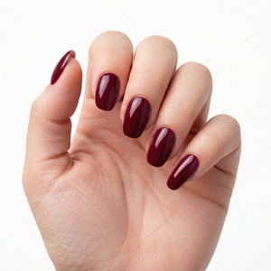 Uñas de acrílico redondas y cuadradas Rich Wine Red Minimalist Chic Midnight Kiss Design - Product Image 5