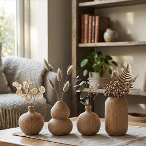Maceta Cuadrada de Madera Hecha a Mano, Jardinera Cilíndrica de Madera Sólida, Maceta Moderna para Suculentas con Capacidad de 20L, Contenedor para Plantas de Mesa para el Hogar - Product Image 1