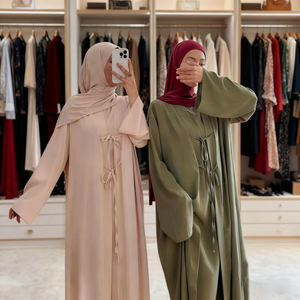 Ensemble 2 pièces Abaya en mousseline simple et modeste pour femme, Robe longue Caftan pour l'Aïd et le Ramadan 2026 - Product Image 1