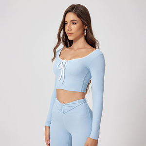 เสื้อยืดคอกลมแขนยาวสำหรับผู้หญิงเสื้อยืดแห้งเร็วระบายอากาศได้ดีเป็นมิตรกับสิ่งแวดล้อม - Product Image 5