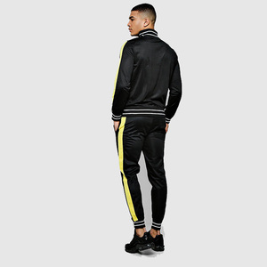 Conjunto Deportivo para Hombre, Color Negro, Manga Larga, Cuello Alto, Sudadera y Pantalones a Rayas de Poliéster, Corte Regular, Ropa Deportiva Transpirable para Otoño - Product Image 5