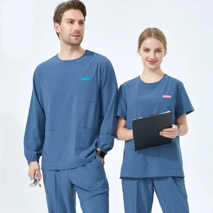 Blouse de laboratoire unisexe bleue pour hôpital, uniforme avec poches colorées, personnalisation du logo, détection d'aiguilles, marque personnalisée, OEM - Product Image 6