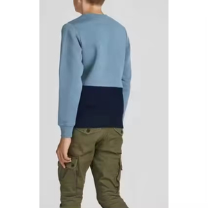 Sudadera de Hombre con Bloques de Color, Dos Tonos, Felpa de Algodón Grueso, Estilo Urbano, Corte Ajustado, Cuello Redondo, Informal, para Deporte y Entrenamiento - Product Image 3