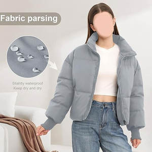 Veste d'hiver courte matelassée pour femme, décontractée, ample, à manches longues, zippée, chaude, à capuche, pour l'extérieur et le froid - Product Image 4