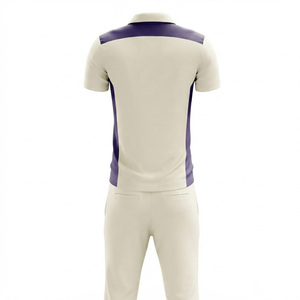 Tenue d'équipe de cricket personnalisée : Polo crème et violet, pantalon de jogging respirant, durable, écologique, léger en polyester, vêtements de sport - Product Image 2