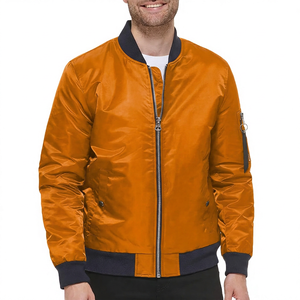Chaqueta Bomber Azul Marino para Hombre, Color Sólido, Cierre de Cremallera, Cuello en V, Estilo Casual, Material de Poliéster, Ropa de Invierno, Frente Satinado, Impermeable - Product Image 5