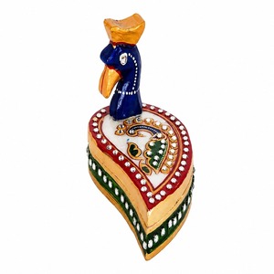 Wholesale Luxury Indian Handcrafted Marble Peacock Kumkum <b>Box</b> Royal Meenakari Kundan Studded Roli Chawal Chopra Thanksgiving - Product Image 1