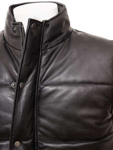 เสื้อแจ็คเก็ตหนังวัวคุณภาพสูงสำหรับผู้ชาย แบบพองตัว มีปกตั้ง กันน้ำ กันลม ให้ความอบอุ่นในฤดูหนาว - Product Image 5