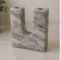 Porte-bougie en marbre en forme de U, fait à la main, en pierre naturelle, pour la décoration de la maison, de l'hôtel et de la table