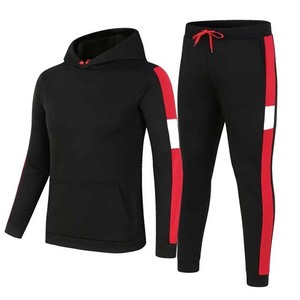 Survêtement pour homme noir et bleu à blocs de couleur, à capuche, manches longues, coupe classique, en polyester, pour l'automne, avec poches latérales - Product Image 6
