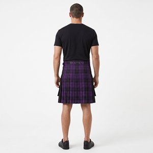 Kilt utilitaire écossais pour homme, violet et noir, à carreaux, avec poches cargo, sangles à boucle réglables, style écossais, vêtements de travail, kilt personnalisé - Product Image 4