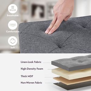 Banco Otomano Plegable de 35 Pulgadas con Almacenamiento para Sala de Estar y Dormitorio, Reposapiés para Entrada y Pie de Cama, Baúl de Almacenamiento - Product Image 3