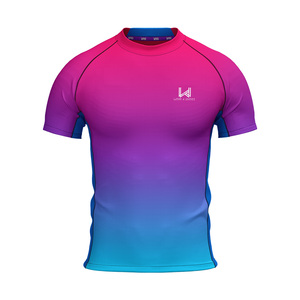 Camisetas deportivas de compresión para hombre, cuello redondo, manga corta, sin costuras, ajuste ceñido, transpirables, de secado rápido, elásticas en cuatro direcciones. - Product Image 5