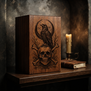 Natural Wood <b>Memorial</b> Urn Engraved Cremation Keepsake <b>Box</b> Rustic Funeral Tribute Case - Product Image 2
