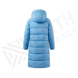 Hooded long Quilted Waterproof <b>Bubble</b> Jacket Black Full Sleeve Winter Windproof Cotton Shell Knitted Fabric Polyester Filling - Product Image 2