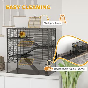 Cage à hamster à 4 niveaux avec fond en verre trempé profond, roue de course, abri, bouteille d'eau, gamelle, 31'' x 19'' x 31,5'' - Product Image 5