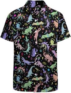 Camisa Ligera para Hombre, Manga Corta, Estampado Tropical Hawaiano, Casual de Playa, con Botones, Colorida, para Verano - Product Image 4