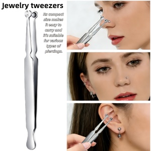 Pince de pose de bijoux en acier chirurgical pour un placement précis des bijoux – Outil de piercing pour le nez, les lèvres, les oreilles et le nombril - Product Image 2