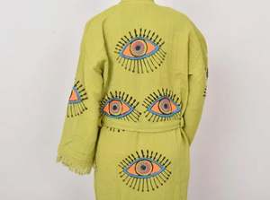 Kimono con Diseño de Ojo Turco para Uso Diario, Hecho a Mano, para Niñas y Mujeres, Kimono Moderno con Estampado Colorido - Product Image 3