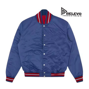 Chaqueta de Béisbol Acolchada Ecológica Personalizada para Hombre de RELEVO INDUSTRY con Mangas de Cuero y Lana para Invierno - Product Image 1