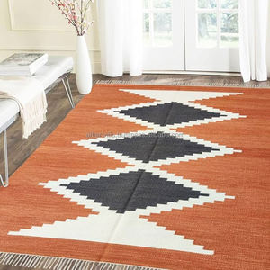 พรม kilim แบบพกพาจากอินเดียพรมกลางแจ้งและพรมสำหรับตกแต่งบ้านง่ายต่อการซักพรมถักผ้าฝ้ายที่สวยงามจากอินเดีย - Product Image 2