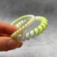 Accessoires pour cheveux en plastique sans couture, style mignon et doux, cordon de téléphone, ombré vert jaune, 4,5 cm, lot de 2 pièces pour filles, femmes, tous âges