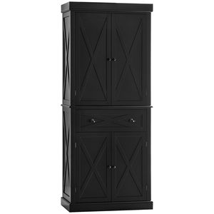 72-Inch Black Kitchen Pantry Storage Cabinet with <b>6</b> Tiers 1 <b>Drawer</b> 4 Adjustable Shelves - Product Image 1