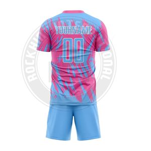 Conjunto de uniforme de fútbol para equipo, camiseta y pantalones cortos de poliéster ligeros para práctica, competición y juego profesional - Product Image 5