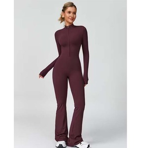 Traje de yoga de una pieza para mujer, de cintura alta, ajustado, con espalda cruzada y efecto acampanado, levanta glúteos, de secado rápido, para gimnasio y deporte - Product Image 2