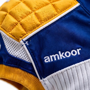 Amkoor Men's Blue White American Football Jersey Set V-Neck Sleeveless Moisture Wicking Fitted Padded Uniform Polyester All - Product Image 6