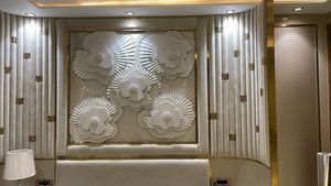 Escultura de Pared de Piedra Natural Floral en 3D de Lujo, Tallada con CNC, Diseño Moderno para Parques y Villas - Product Image 4