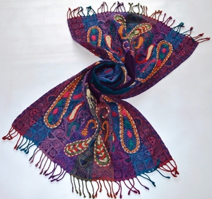 Elegant Women's Winter Scarf Shawl <b>Wool</b> Paisley Jacquard Embroidery Printed Design Full Warm Wear Organic Traditional Shawls - Product Image 2