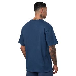 T-shirt graphique délavé bleu marine pour homme, en coton, coupe oversize, col rond, manches courtes, style streetwear décontracté, doux, respirant et tendance - Product Image 2