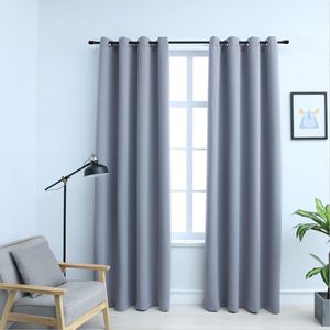2 pezzi grigio 54 "x 95" tessuto oscurante tende con anelli eleganti mantovane per l'arredamento della casa - Product Image 1