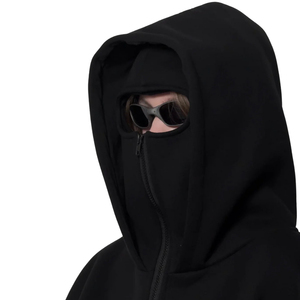 Sweat-shirt à capuche zippé noir surdimensionné pour homme avec cagoule intégrée – Idéal pour l'automne - Product Image 5