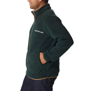 Veste en polaire vert foncé pour homme ELEGANT CORPORATION, col montant, fermeture éclair, poches avant, vêtement d'hiver décontracté, respirant - Product Image 2