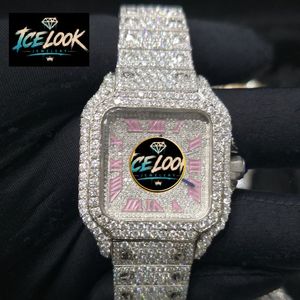 Montre mécanique à cadran carré avec bracelet en cristal et strass, bijou de mode - Product Image 4