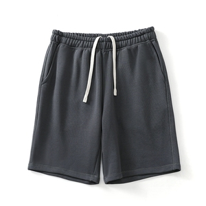 Shorts Bermuda en Coton Noir pour Homme, Taille Élastiquée avec Cordon, Couleur Unie, Tricoté, Sport Décontracté, Taille Mi-Haute, Respirant, Idéal pour l'Entraînement - Product Image 3