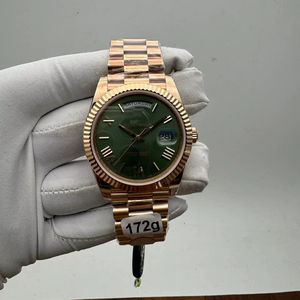 Esfera Verde para Reloj Mecánico Automático, Acero Inoxidable Oro Rosa, Cristal de Zafiro, Movimiento ETA, Lujoso, Unisex - Product Image 1