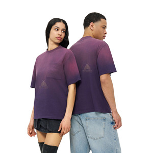 Camiseta con efecto acid wash unisex, de algodón suave, cuello redondo, manga corta, estilo desgastado con efecto descolorido por el sol, último estilo para hombre/mujer - Product Image 4