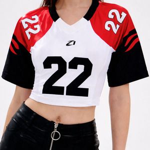 OEM Women's Sexy Lace Back American Football Jersey Custom Number V Neck Performance Crop Top Fashion Soccer Jersey Manufacturer - Product Image 3