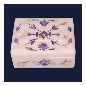 Cajas de joyería con incrustaciones de mármol blanco y azul pulido hecho a mano de la mejor calidad, paquete de bajo precio con logotipo personalizado para regalar - Product Image 1
