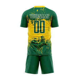 High Quality Two Tone Color Fully Printed Soccer Uniform For Players Lightweight Fabric Moisture Wicking football Jersey & Short - Product Image 4