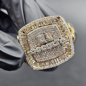 Certified Attractive IGI Certified Diamond Hip Hop <b>Statement</b> <b>Ring</b> 925 <b>Silver</b> 14K Gold Plated Custom Cocktail Wedding - Product Image 1