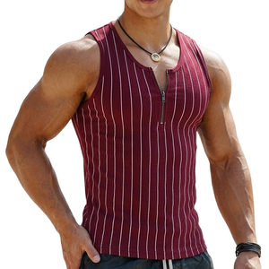 Men's Luxury Striped Quarter Zip Tank Top Casual Slim Fit Ribbed Muscle <b>Vest</b> Bulk Wholesale Price Custom Logo Tank Tops For Men - Product Image 5