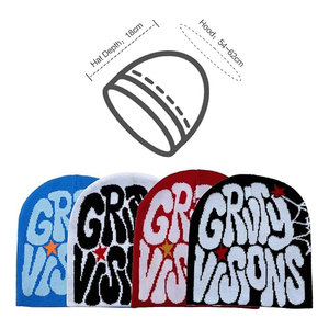 Gorro de Punto con Diseño Gráfico Cruzado para Hombre y Mujer, Gorro Holgado de Invierno, Estilo Grunge, Gótico, Cyber, con Lazos y Bordado 3D en Negro - Product Image 3